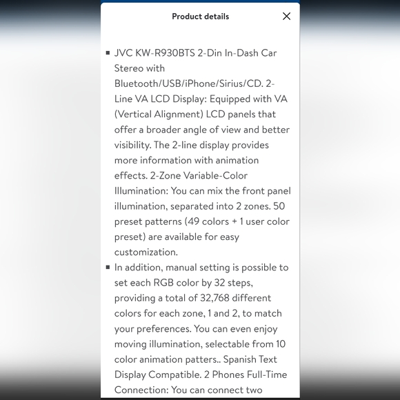 JVC KW-R93OBTS 2-Din In-Dash Car Stereo CD Player - Picture 5 of 5